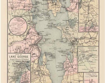 Lake Champlain 1896 Map  Stoddard Reprint New York Vermont - Specials - Lakes