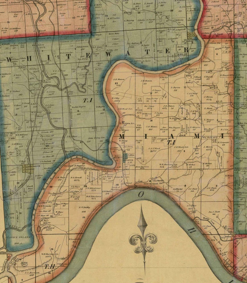 Hamilton County Ohio 1856 Old Wall Map Reprint With Etsy