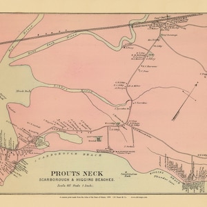 Prouts Neck Scarborough Beach Higgins Beach - 1894 Old Map Reprint Maine State Atlas Stuart 047b