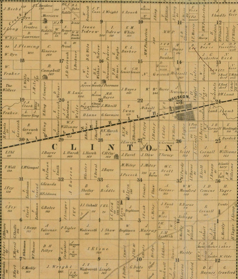 Fulton County Ohio 1850 Old Wall Map Reprint With Homeowner Etsy