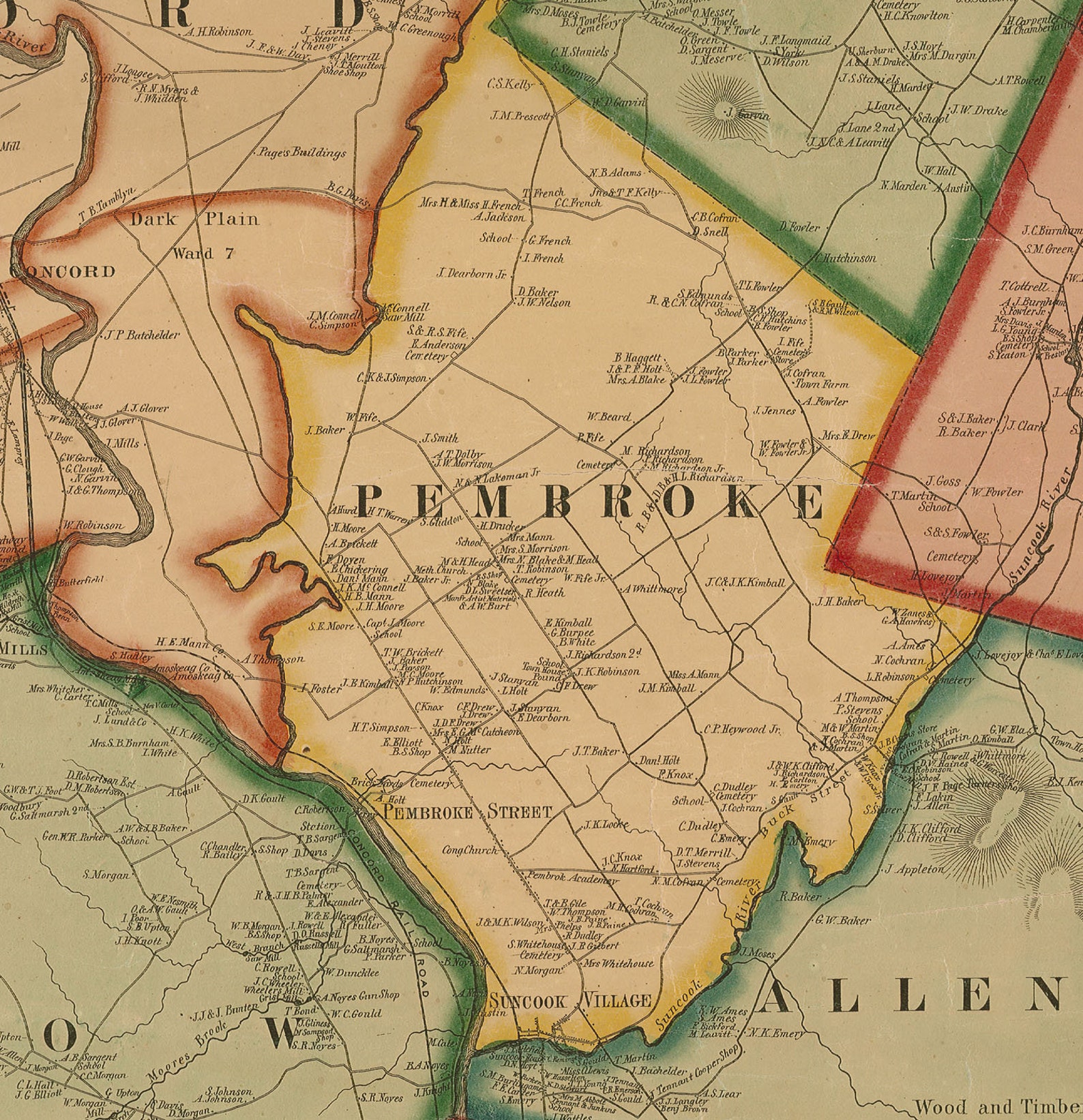 Merrimack County New Hampshire 1858 Old Wall Map Reprint Etsy