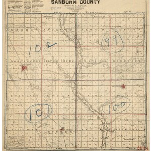 Sanborn County  South Dakota 1900 -  Old Wall Map with Landowner Names -  Reprint -  Farm Lines