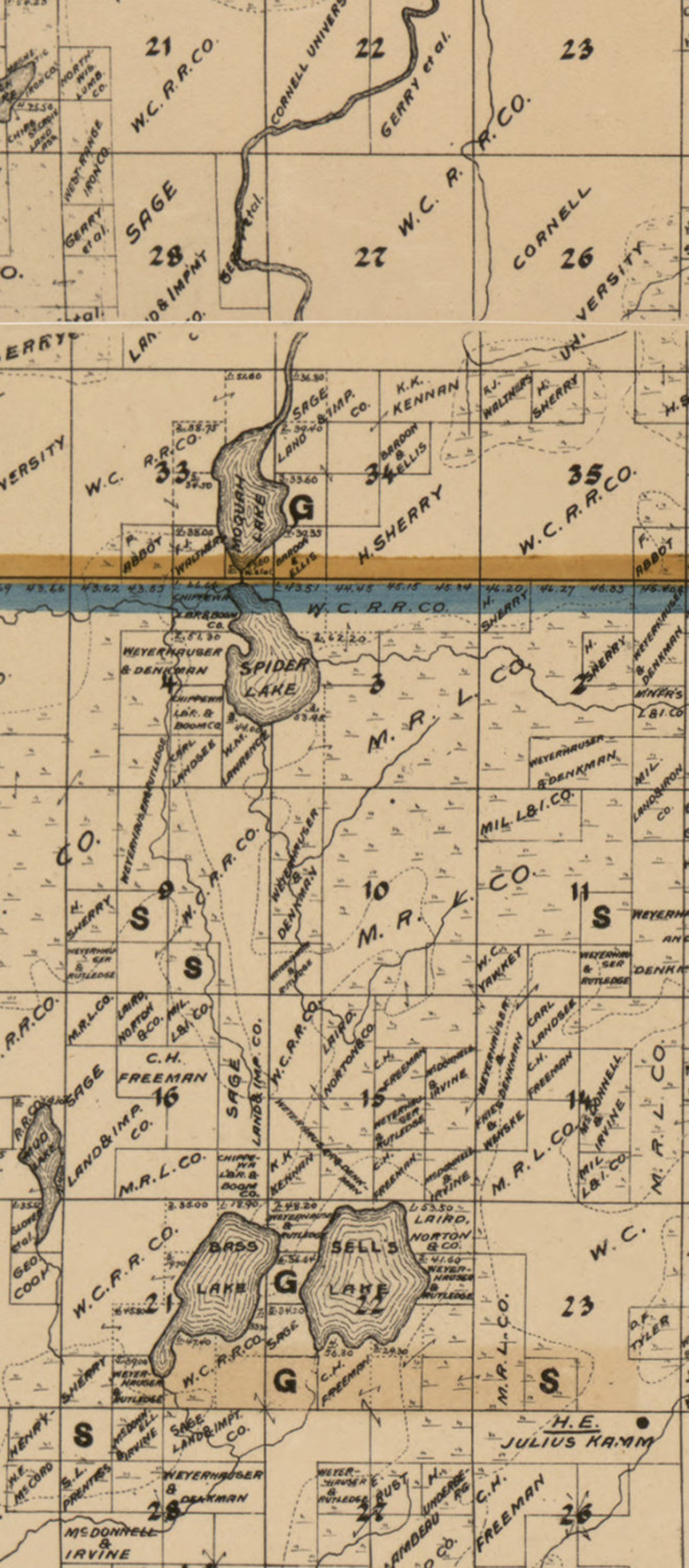 Ashland County Wisconsin 1898 Old Wall Map Reprint with Etsy