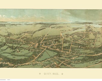 Quincy Massachusetts 1878 Birds Eye View MA