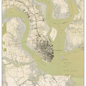 Charleston SC 1919 Old Topo Map - USGS  Custom Composite Reprint South Carolina