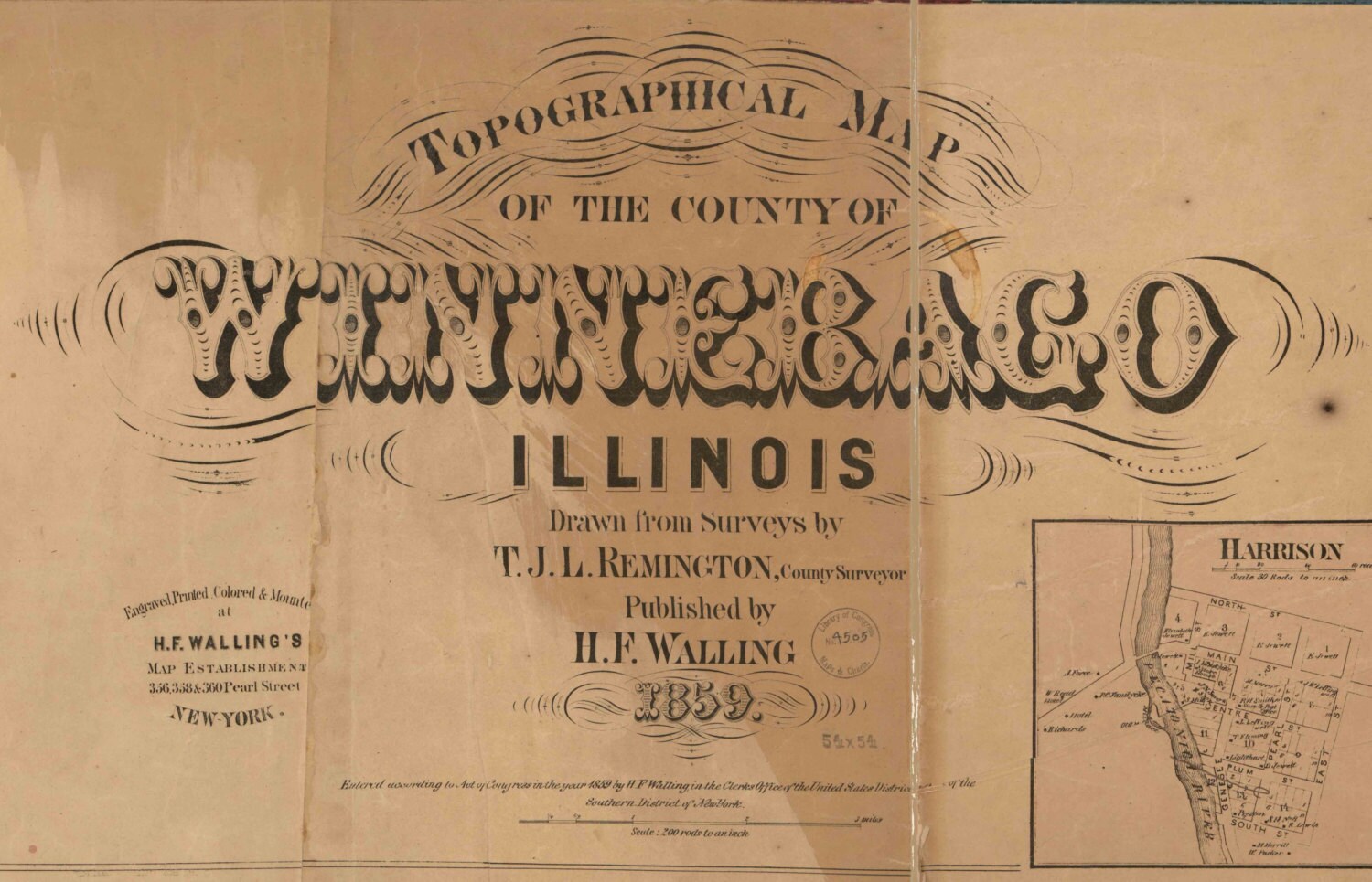 Winnebago County Illinois 1859 Old Wall Map Reprint With Etsy