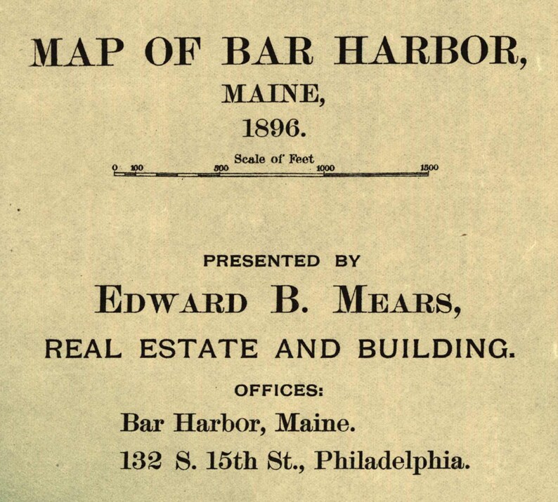 Bar Harbor Maine 1896 Map Reprint Etsy