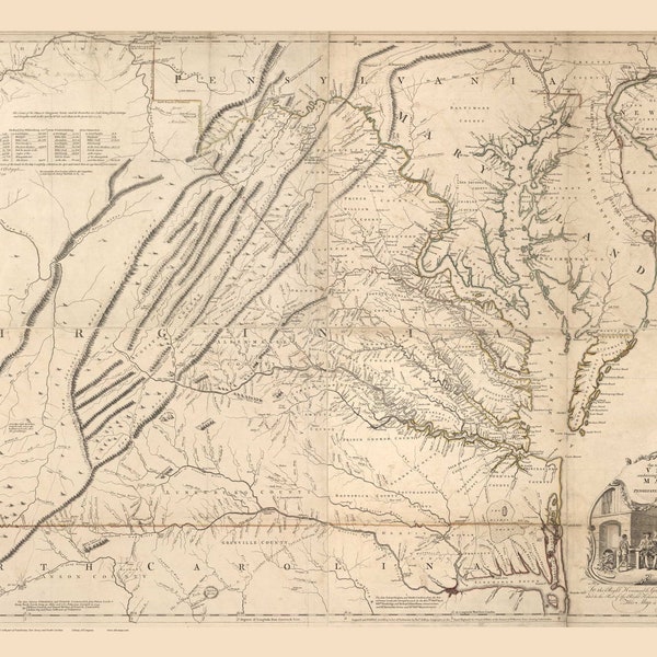 Virginia 1755 State Map Fry - Jefferson Reprint