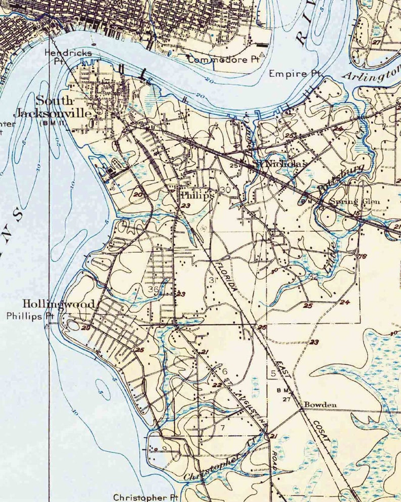 Jacksonville 1918 Old Topo Map - Il 794xN.1107793311 2z79