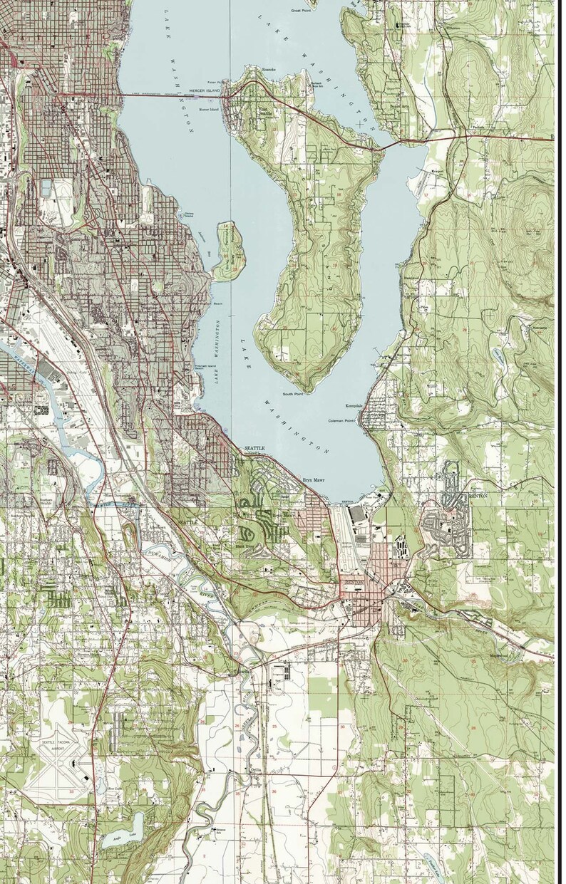 Seattle Ca. 1949 USGS Old Topographic Map Custom Composite Etsy