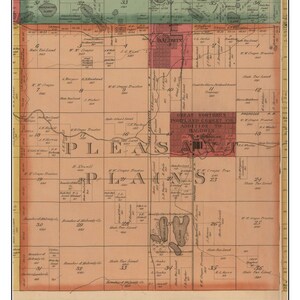 Pleasant Plains 1900 Old Town Map with Homeowner Names  - Michigan - Reprint Genealogy - Lake County MI TM