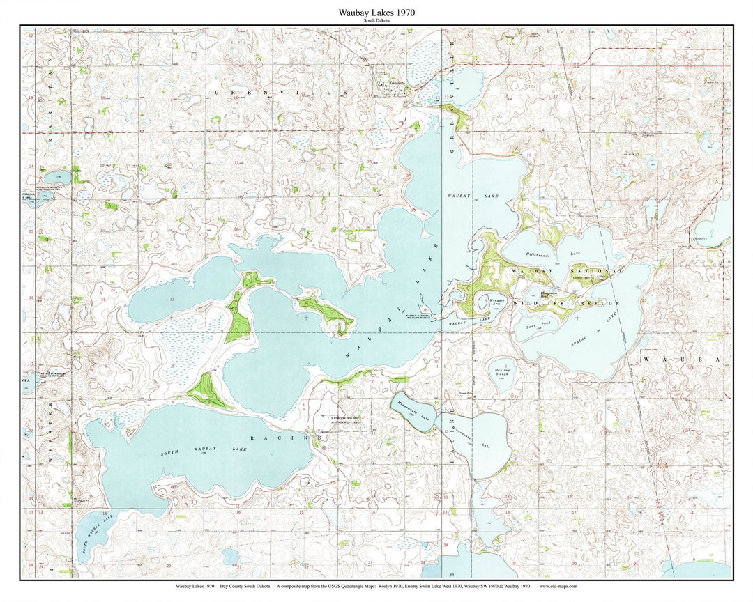Waubay Lakes 1970 Old Topographic Map USGS Custom Composite Reprint