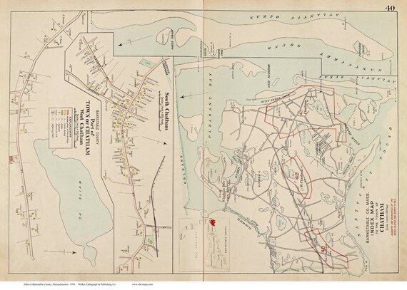 Street Map Of Chatham Ma West Chatham And Town Of Chatham 1910 Old Street Map Reprint | Etsy