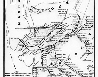 1912 Subway Map Brooklyn Rapid Transit Old Map - New York City Reprint -  Subway