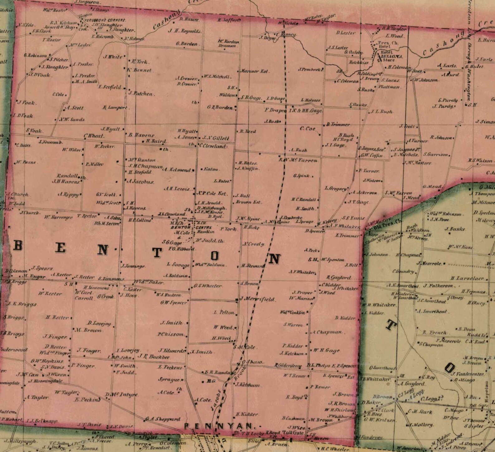 Yates County New York 1855 Old Wall Map Reprint With Etsy