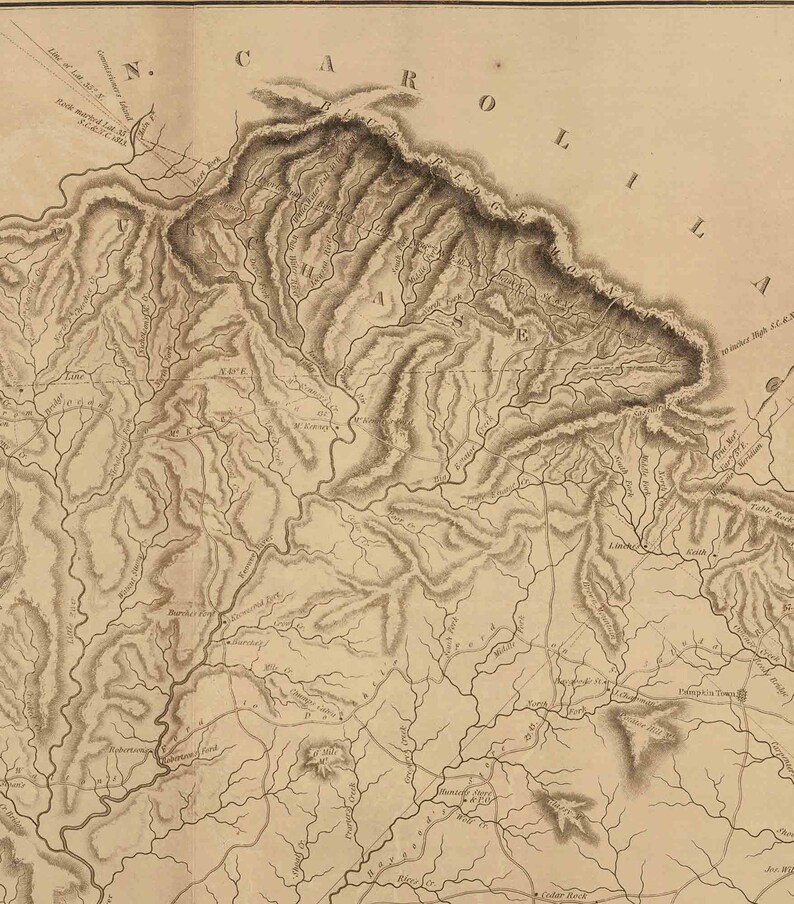 Pendleton District South Carolina 1825 Old County Wall Map Etsy