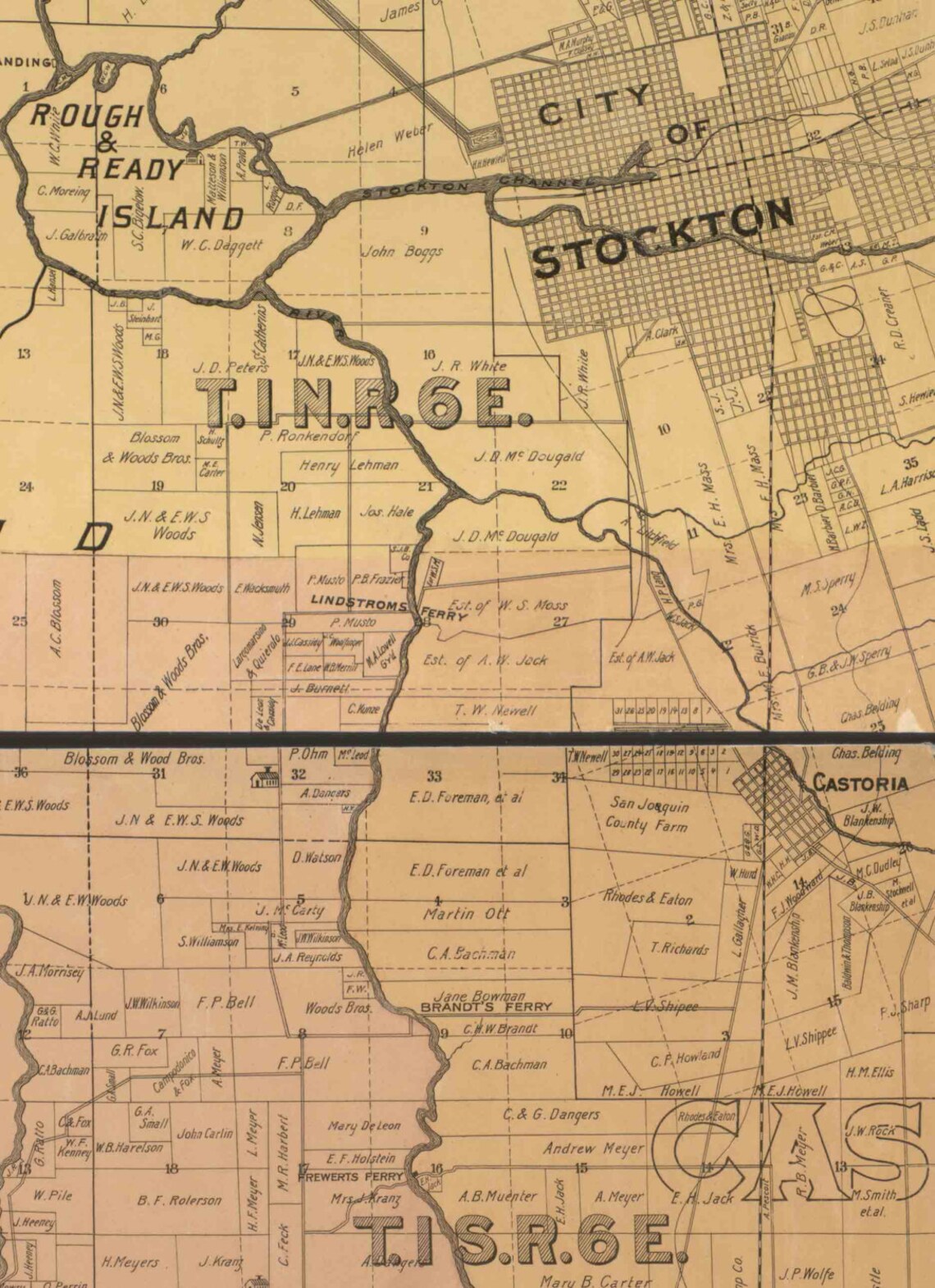 San Joaquin County California 1895 Old Wall Map Reprint With Etsy