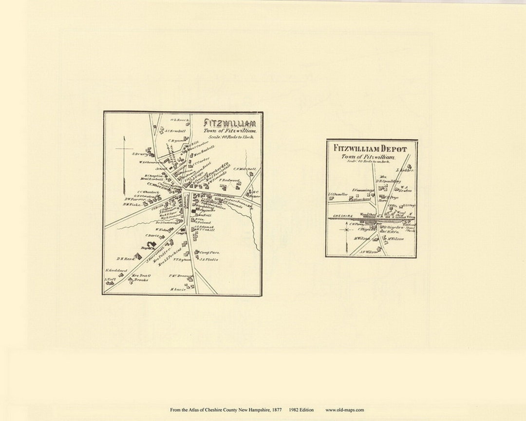 Fitzwilliam Village 1877 Old Town Map With Homeowner Names New