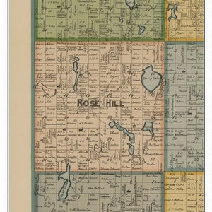 Rose Hill 1898 Old Town Map with Homeowner Names Minnesota Berry Lake - Reprint Genealogy Cottonwood County MN TM
