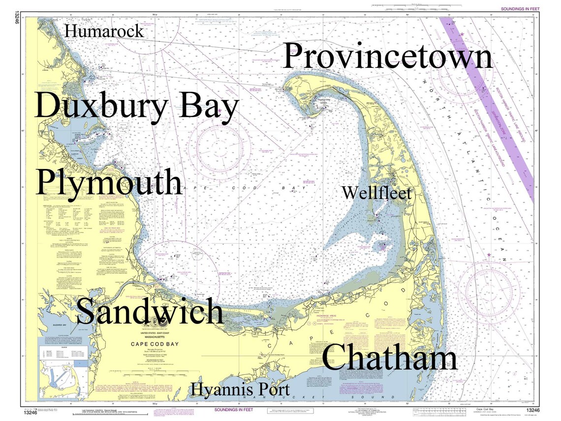 Cape Cod Bay 2013 Nautical Map Duxbury Plymouth - Etsy