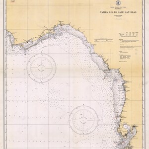 Tampa Bay to Cape San Blas - 1933 Nautical Map Florida Reprint General Chart 1114