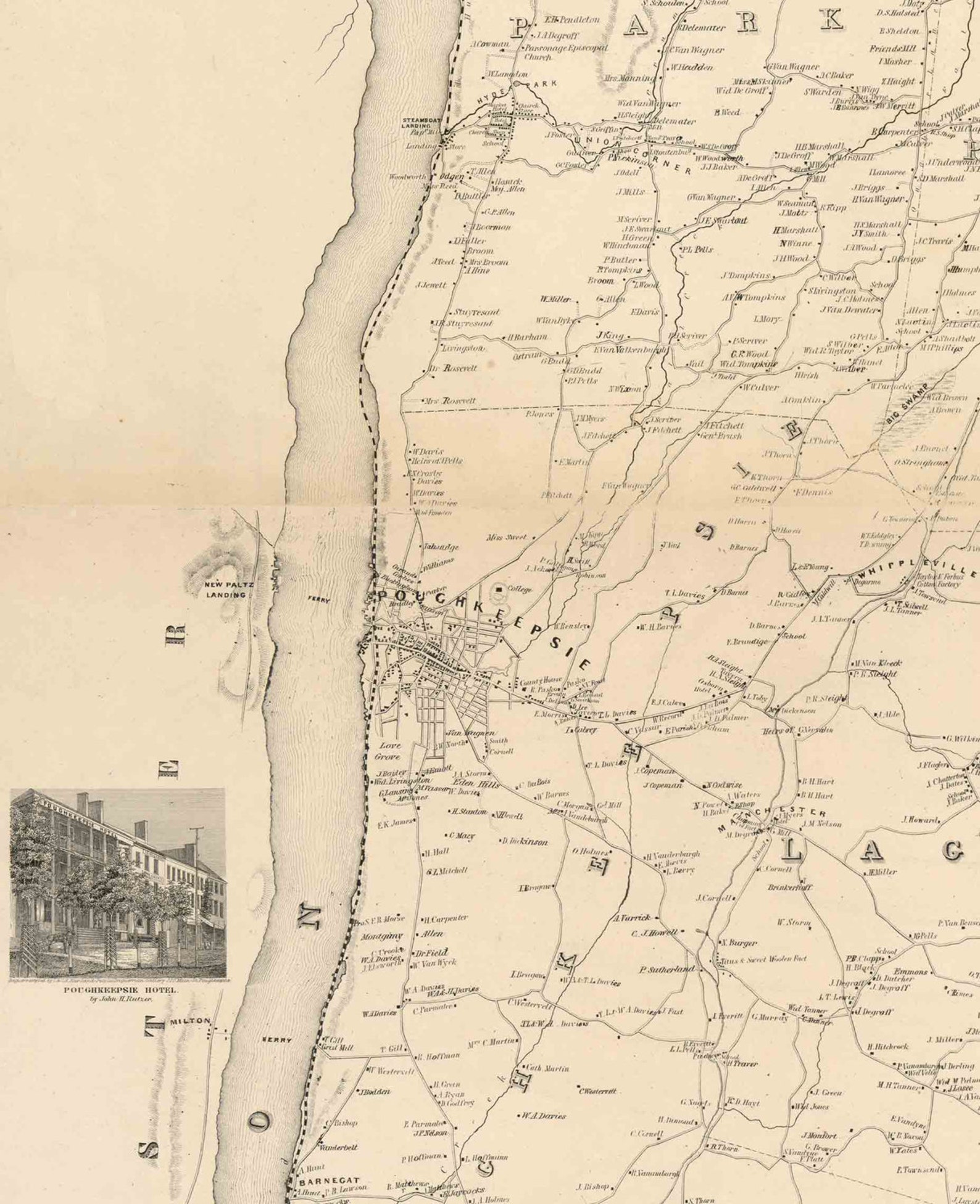Dutchess County New York 1850 Old Wall Map Reprint with Etsy