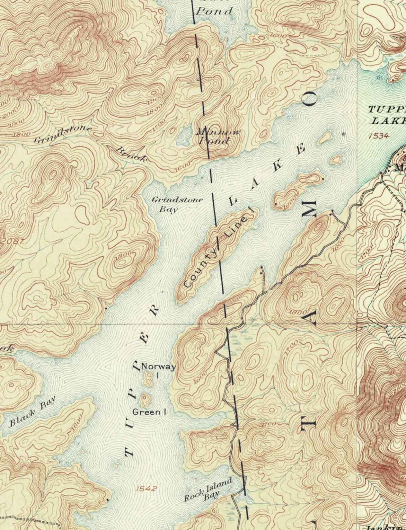 Tupper Lake 1907 USGS Old Topographic Map Little Tupper Lake Etsy