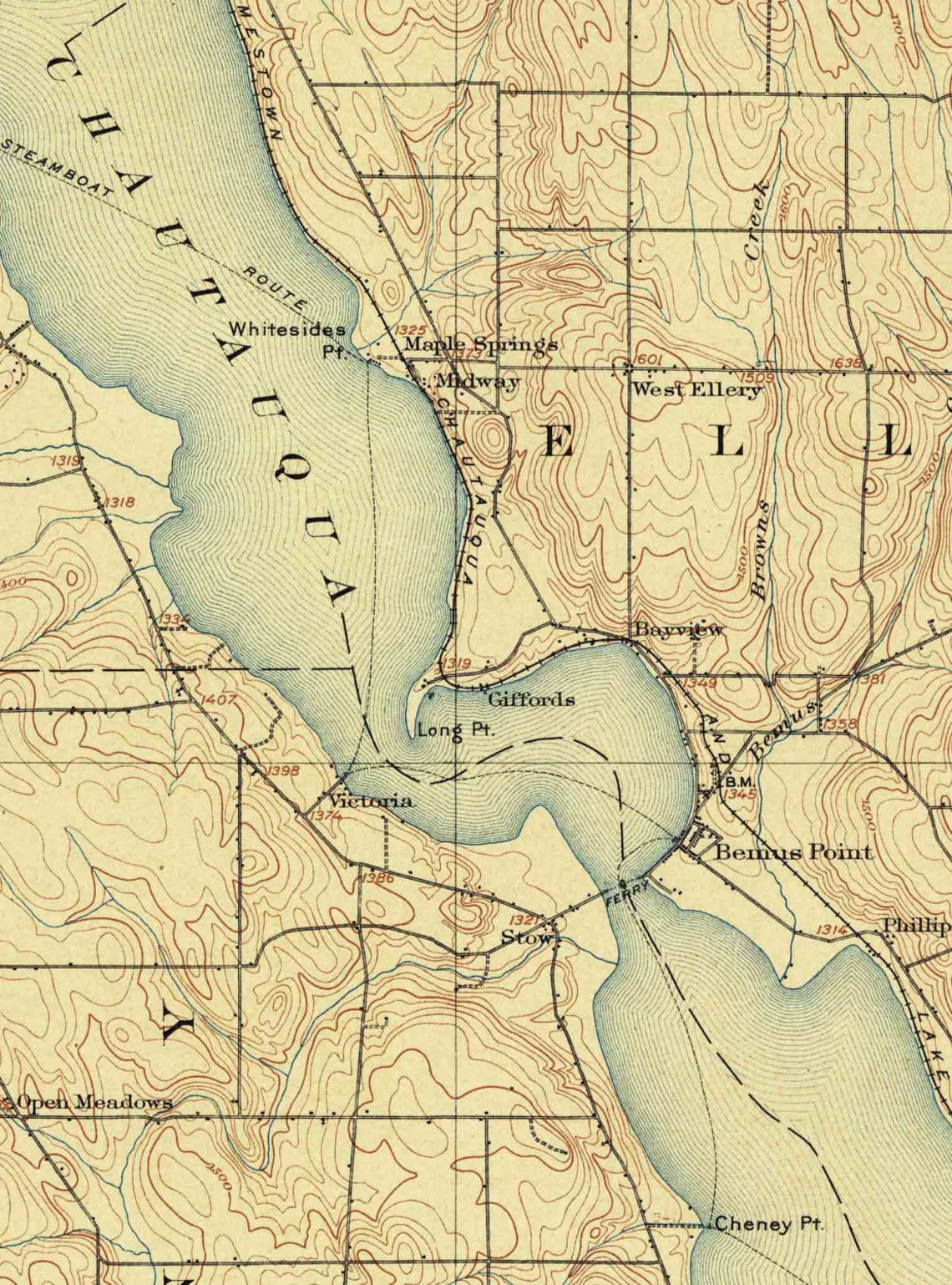 Chautauqua Lake 1904 USGS Old Topographic Map Custom Etsy