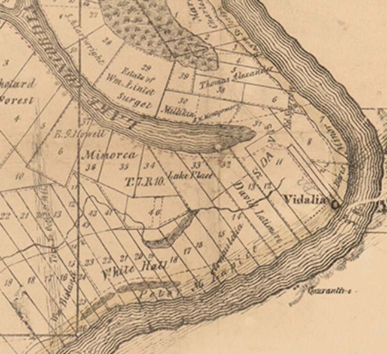 Concordia Parish Louisiana 1841 Old County Wall Map With Etsy