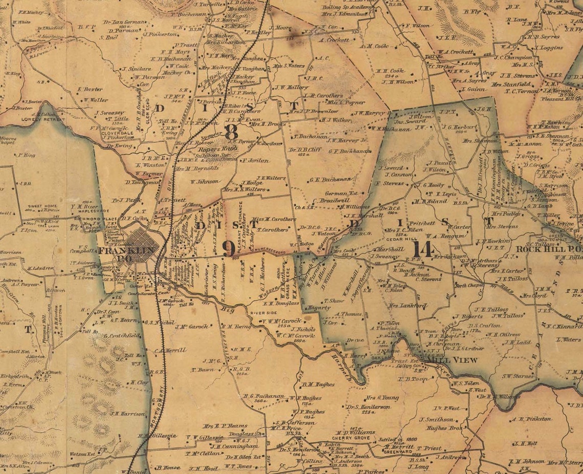 Williamson County Tennessee 1878 Old Wall Map Reprint With Etsy