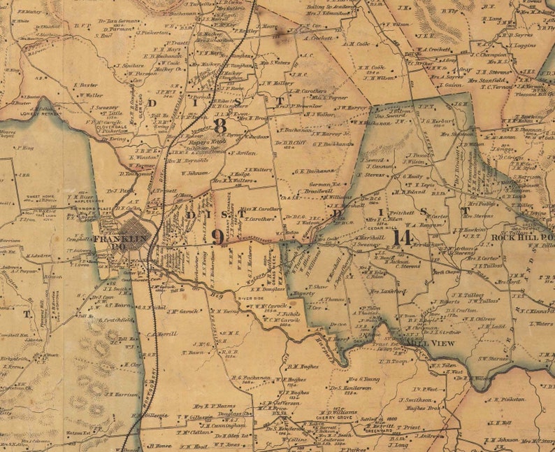 Williamson County Tennessee 1878 Old Wall Map Reprint with Etsy