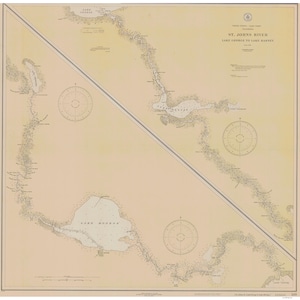 St John&#39;s River - Lake George to Lake Harney - 1928 Map Old Nautical Chart - Florida Harbors East 509