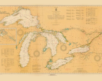 Great Lakes 1926 Nautical Map Reprint - Great Lakes All