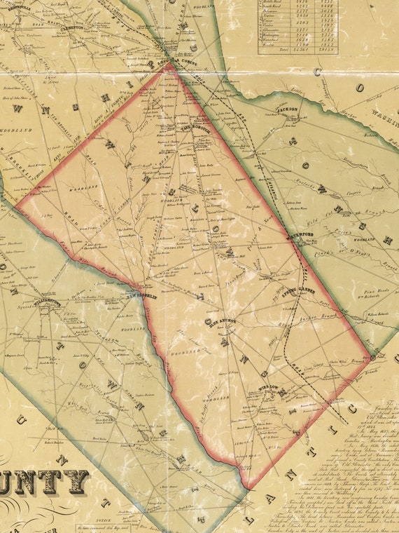 Winslow 1857 Old Town Map with Homeowner Names New Jersey Etsy