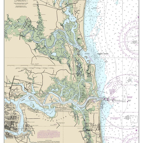 Jacksonville Area 2014 - Nautical Map Florida - Custom Print - 1:80000 11488 - Reprint