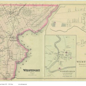 Westport New York 1876 Map - Reprint - Essex Co NY Atlas
