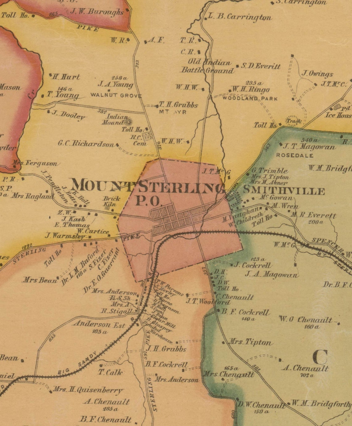 Montgomery County Kentucky 1879 Old Wall Map With Homeowner Etsy