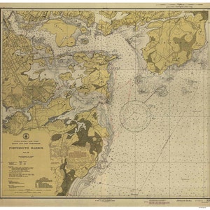 Portsmouth Harbor 1945 - Kittery Gerrish Island Newcastle The Wentworth New Hampshire & Maine Nautical Map - Harbors 1 - 329 Reprint