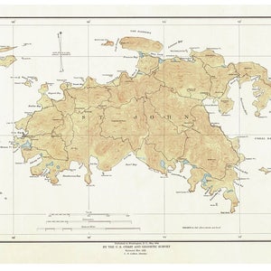Saint John - 1934 Map Virgin Islands Topographical - NOAA - Atlantic Harbors PRV 3241