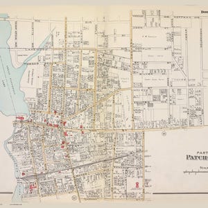 Patchogue - North - Brookhaven - 1915 - Long Island New York - Suffolk Co Atlas South V1 Old Town Map Reprint Beers NY