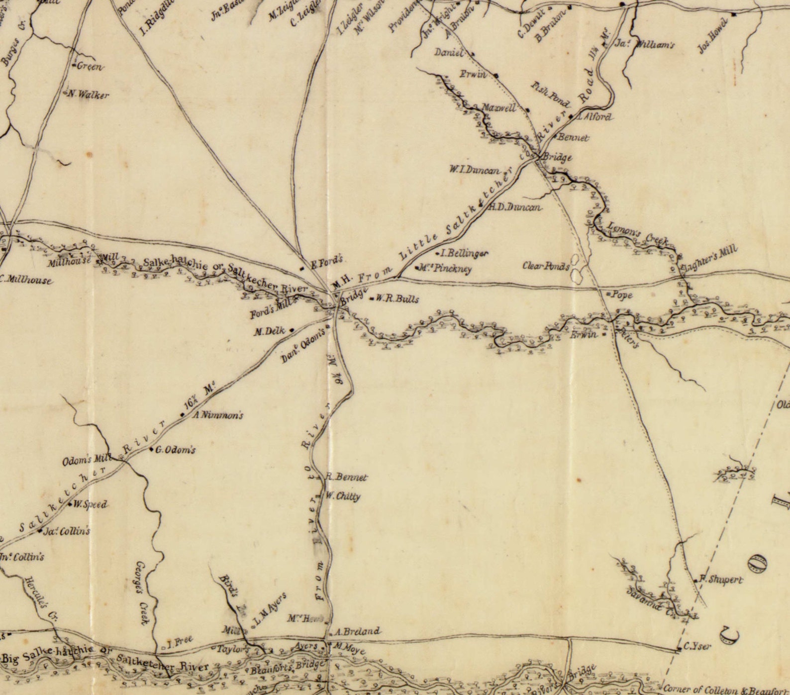 Barnwell District South Carolina 1825 County Wall Map Etsy