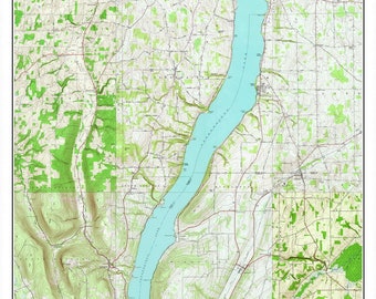 Canandaigua Lake - 1978 USGS Topographic Map  Custom Composite Reprint New York Finger Lakes