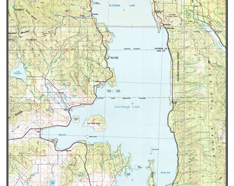 Flathead Lake Topographic Map Flathead Lake 1980 Old Topographical Map Usgs Custom Reprint | Etsy