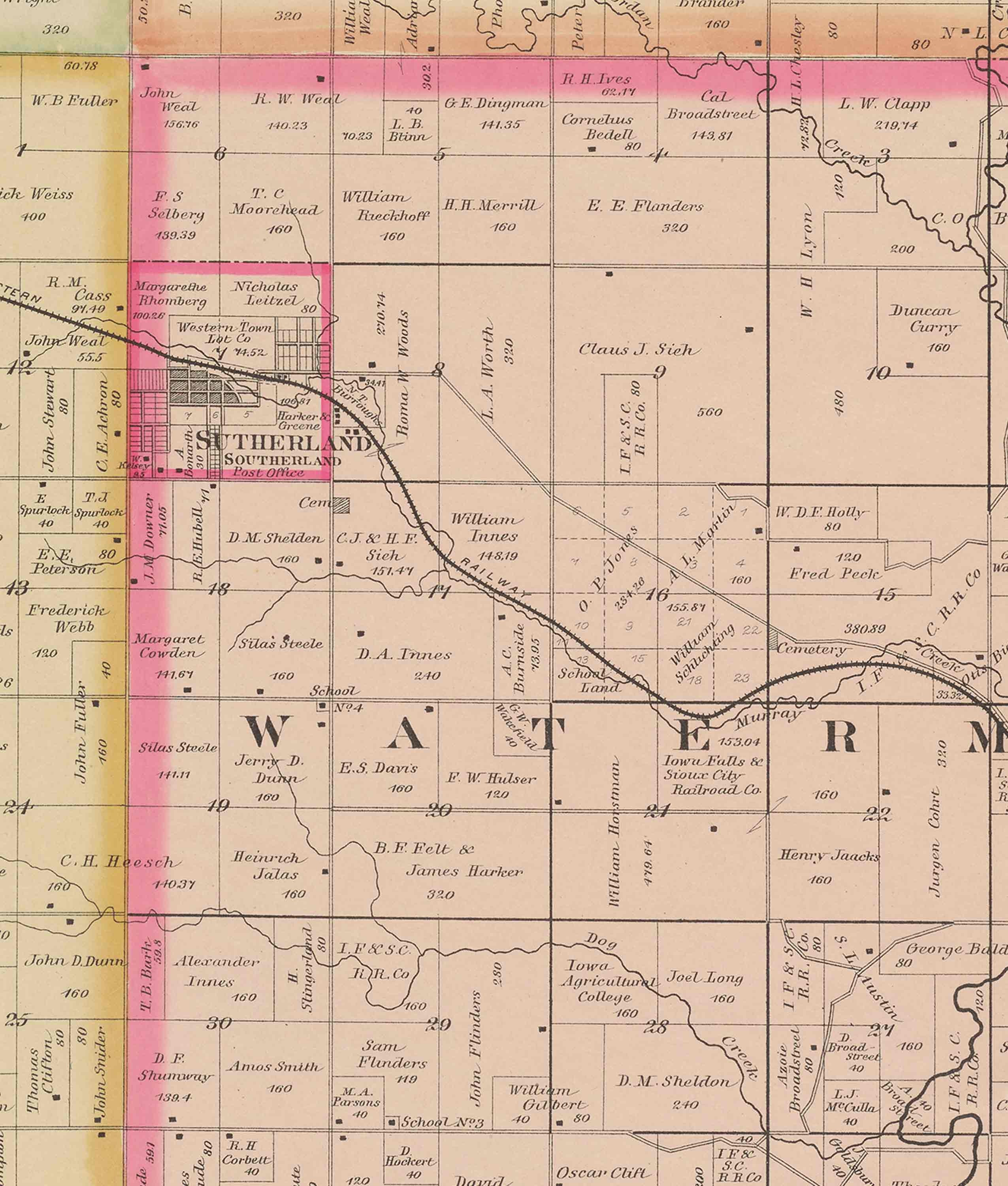 O'Brien County Iowa 1884 Old Wall Map with Landowner Etsy