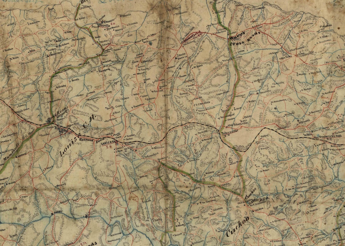 Louisa County Virginia 1860x Old Wall Map With Homeowner Names Etsy