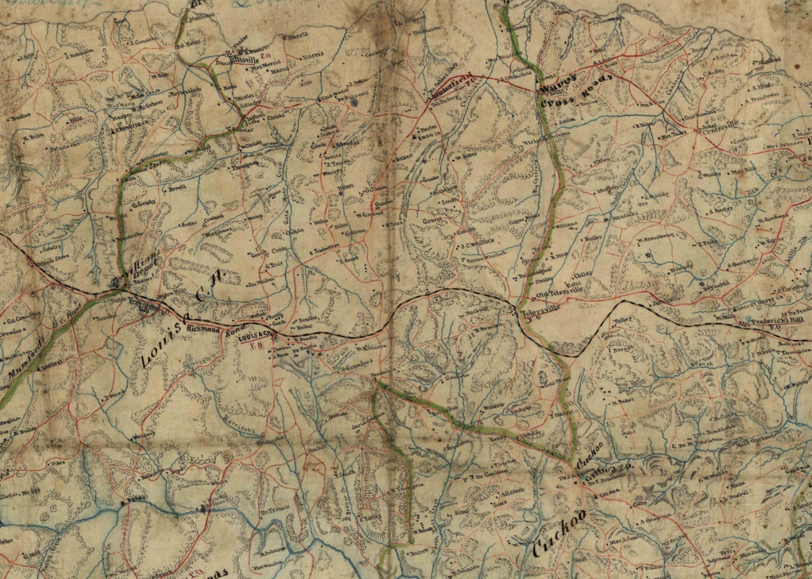 Louisa County Virginia 1860x Old Wall Map With Homeowner Names Etsy