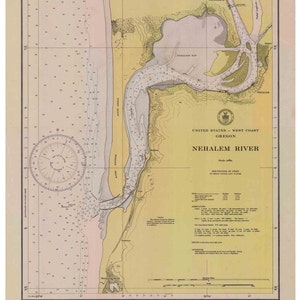 Nehalem River 1947  Nautical Map, Oregon PC Harbors Reprint 6122
