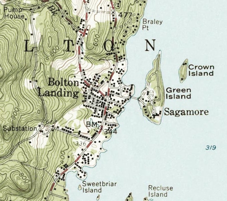 Lake & Bolton Landing 1958 USGS Old Topographic Map Etsy