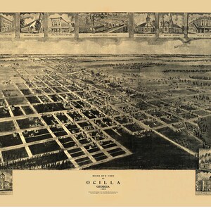 Ocilia Georgia - Old 1908 Birds Eye View  - Reprint