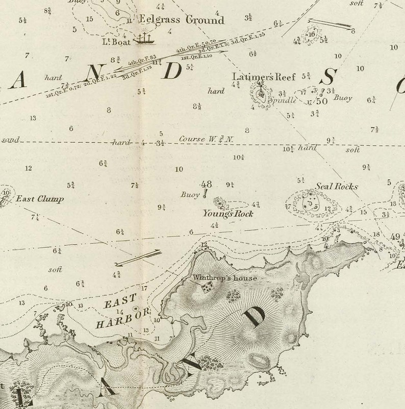 Fisher's Island Sound 1847 Nautical Map Reprint - Etsy